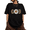 Black, variant on Women's White Leopard Letter Daisy Print Graphic Short Sleeve T-Shirt Relaxed Style Tops
