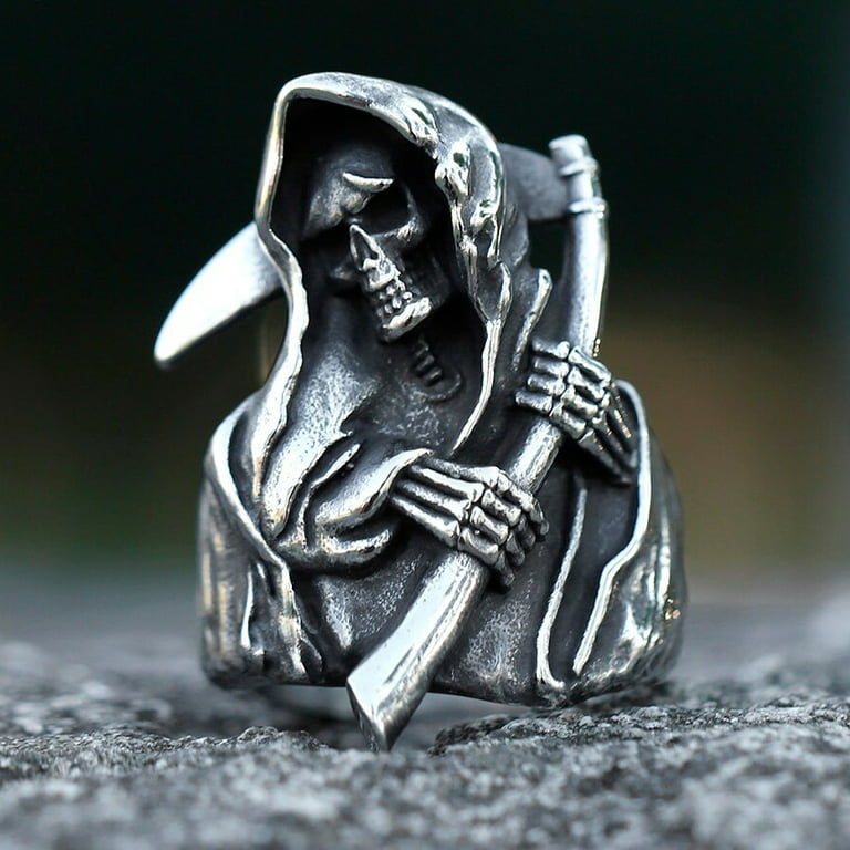 Skull and Bones Gothic Style Locket Ringdark Metal 