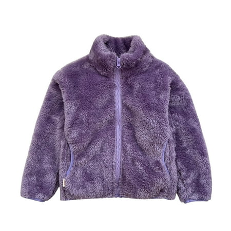 

LBECLEY Winter Jacket Girls Toddler Kids Baby Girls Boys Solid Wool Coat Jacket Outerwear Zipper Warm Thick Fleece Winter Outwear with 2 Pockets Coat Girls 14 Purple 150