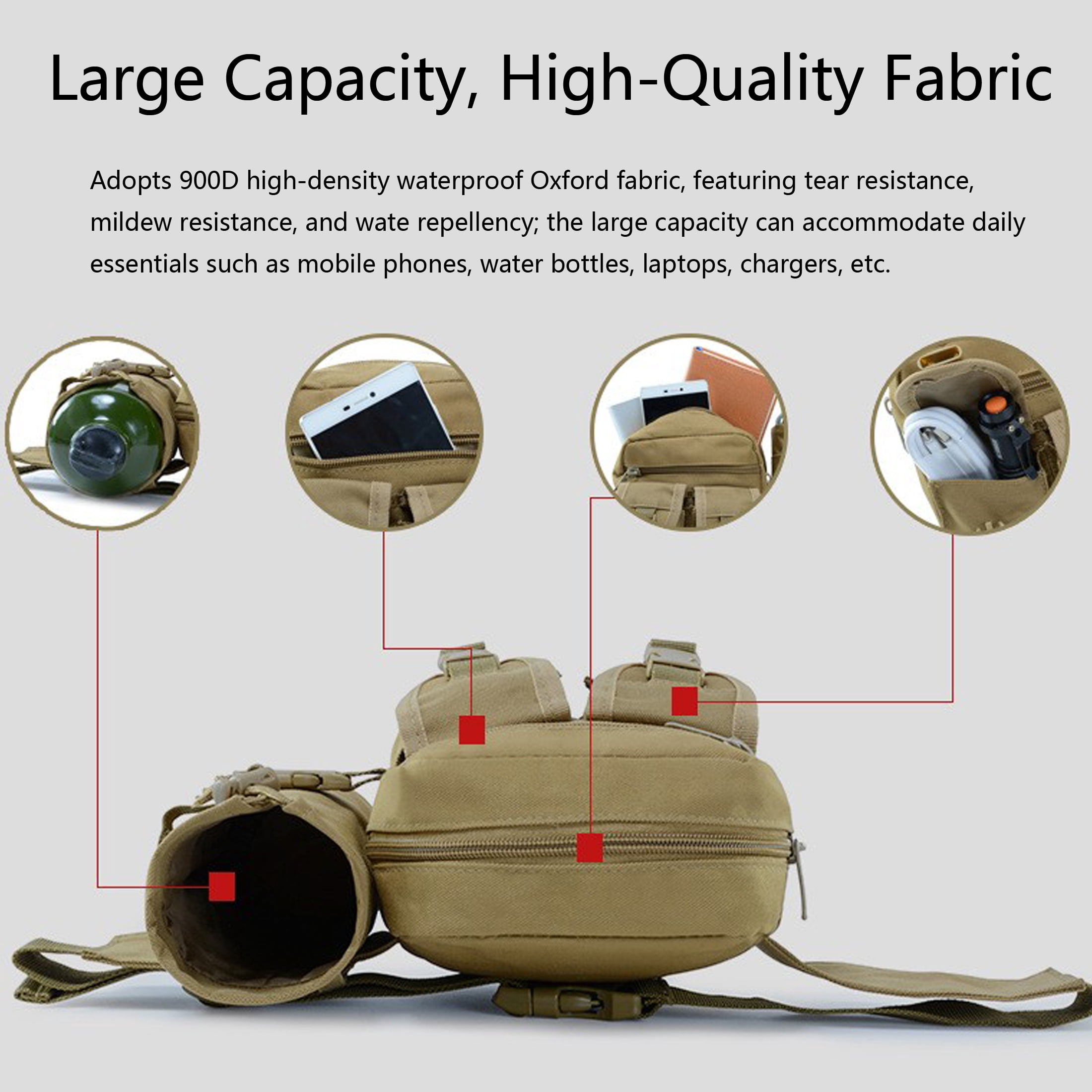 New Fishing Waist Bag, Multifunctional Running Waist Pack with Water Bottle Holder and Phone Pocket, Molle Multifunctional Storage Bag Suitable for Hiking