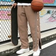 thumbnail image 3 of Gytharion Men's Big & Tall Side Button Opening Joggers Basketball Athletic Casual Trousers with Pockets Solid Color Straight Leg Track Pants, 3 of 5