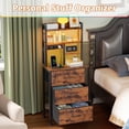 thumbnail image 6 of Satifur Tall Nightstand with Charging Station and LED Lights, Bedside Table with Drawers and Bookshelf, Rustic Brown, 6 of 7