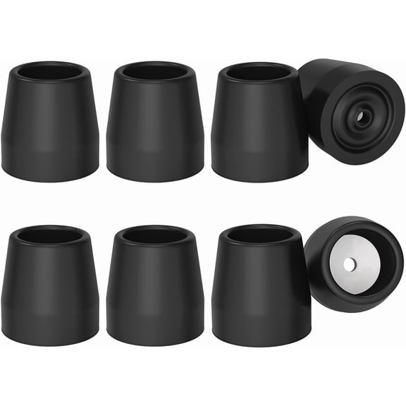SupreGear Rubber Walker Replacement Tips, 1 in Non-Slip Leg Caps for Walkers and Frames Floor Protection, 8 Pack, Black