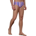 thumbnail image 4 of Unique Bargains Men's Elastic Waist Contrast Color Stripe Printed Swim Briefs 28 Navy, 4 of 5