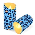 thumbnail image 3 of Blue Leopard Skin Pattern Flameless Candles 2 PCS with Remote Realistic Moving Flame LED Tapered Pillar Set for Home Decor, 3 of 7