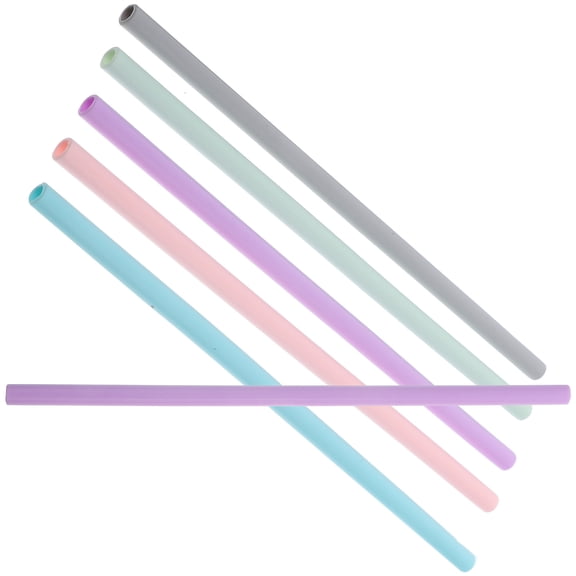 6-Pack Reusable Silicone Colorful Straight Drinking Straws for Coffee Tumblers, Travel, Cocktails, Washable and Tubes