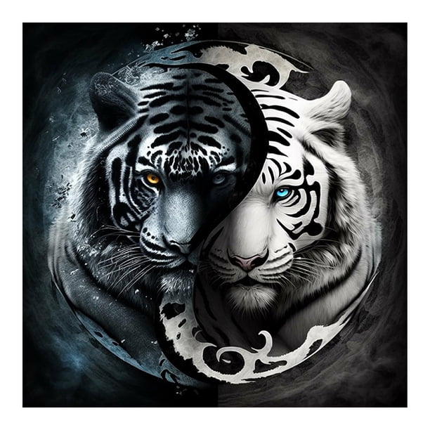 Diamante pintura 5D DIY taladro redondo completo tigre Yin Yang símbolo decoración (sz3750) FLhrweasw Nuevo