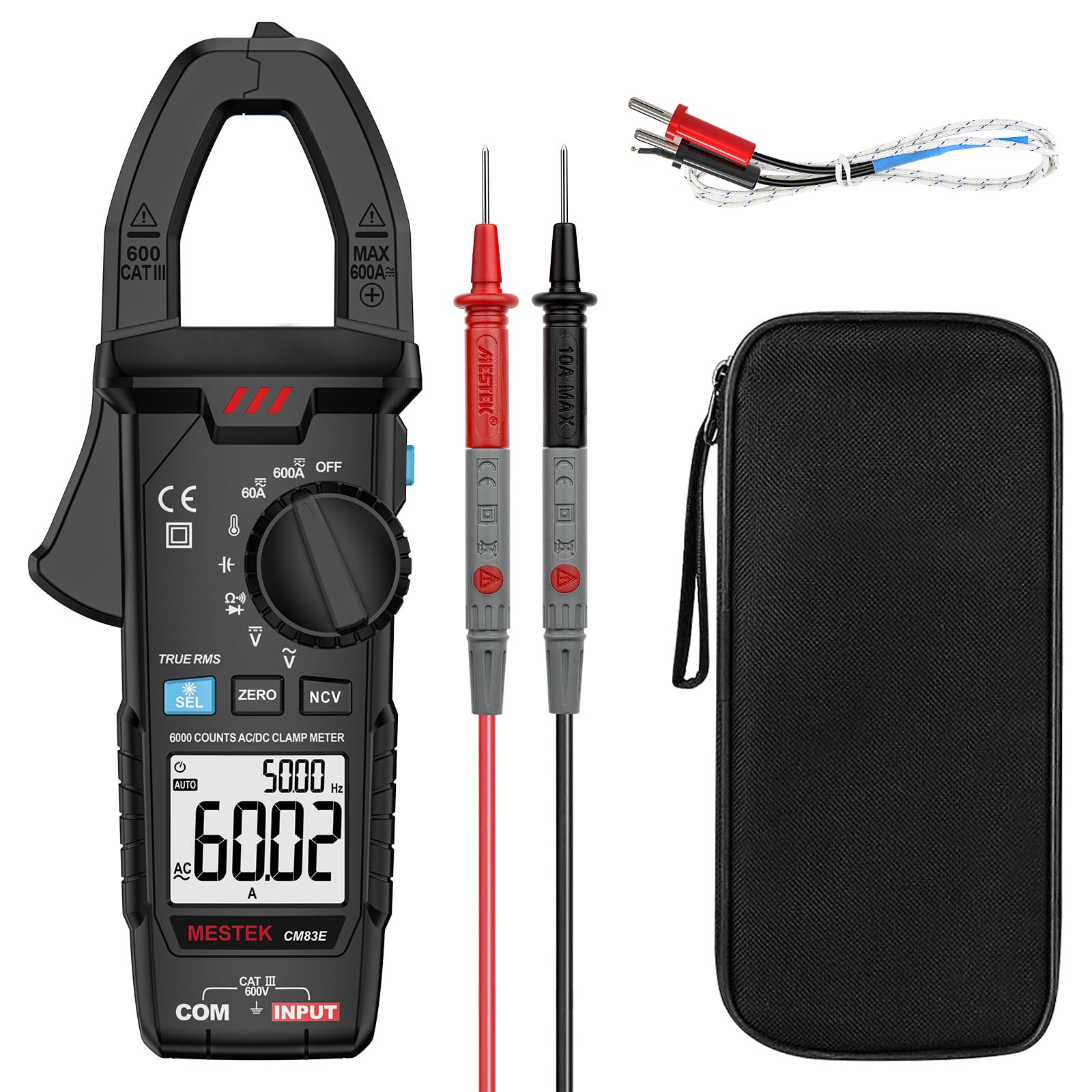 Digital Clamp Meter Multimeter TRMS 6000 Counts 600A Current Volt Meter Auto-Ranging Tester