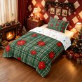 thumbnail image 2 of Erosebridal Retro Western Plaid Twin Comforter Sets, Poinsettia Flower Bedding Set, Dark Green, Christmas Reversible, 2-Piece, 1 Comforter and 1 Pillowcase, 2 of 7