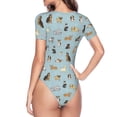 thumbnail image 3 of Uemuo Cartoon Doodle Puppy Pattern Women's One Piece Short Sleeve Swimsuit Rash Guard Surfing Modest Quick-drying Swimsuit Beach Essentials-X-Large, 3 of 9
