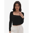 thumbnail image 6 of Women's Crop Tops Square Neck Shirts Long Sleeve Cropped Tshirts Fitted Tees Basic Clothes Sexy Casual, 6 of 6