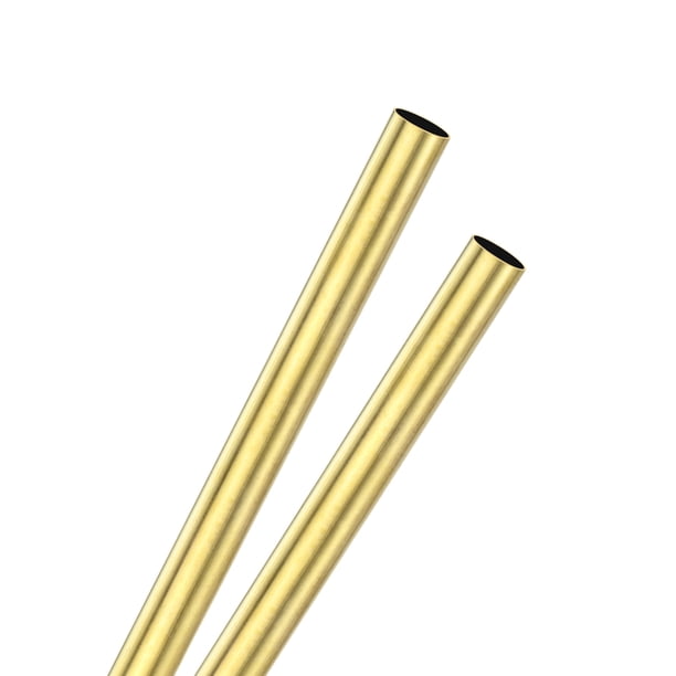 Uxcell 2Pcs Tubo Redondo de Latón H62, 5mm OD 0.2mm de Grosor 250mm de Longitud Tubo Recto para Construcción/Mecanizado/Manualidades, Tubo Recto de Metal