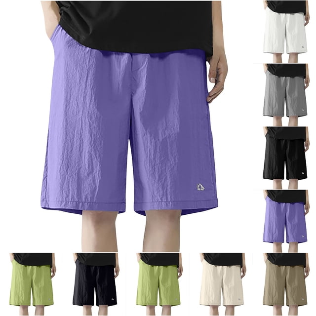 BADHUB Big and Tall Cargo Shorts for Men Elastic Waist Drawstring Active Work Shorts Solid Color Lightweight Athletic Summer Pants Deals Navy XXL