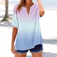 thumbnail image 2 of fatyb Summer Tops for Women V Neck Button T Shirts Short Sleeve Casual Loose Womens Blouses Tee, 2 of 5