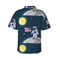 thumbnail image 3 of Goofa Astronaut With USA Flag Hawaiian Shirt for Men, Unisex Summer Beach Casual Short Sleeve Button Down Shirts,Aloha Tropical Floral print shirt-3X-Large, 3 of 9