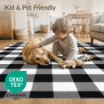 thumbnail image 4 of ODIKA 9'x12' Washable Area Rug Non-Shedding, Easy Care Buffalo Plaid Farmhouse Check With Hello Lettering Christmas Motif for Master Suite, California King, Under Bed, 4 of 7