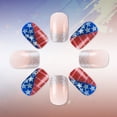 thumbnail image 6 of Independence Day Fake Nails Set, Red White Blue Star Pattern Nail Tips, Shiny Glitter Diamond Decoration, 24PCS Detachable Wearable Nails for National Day Celebration,B, 6 of 10