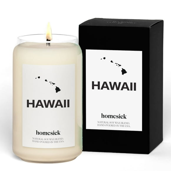 Homesick Hawaii Scented Candle - 13.75 oz Pineapple & Coconut Scented Natural Soy Wax Blend, Island Shore Breeze Candle, Home Decor Gift for Women, Men, Friends, Family, Colleagues, Couples