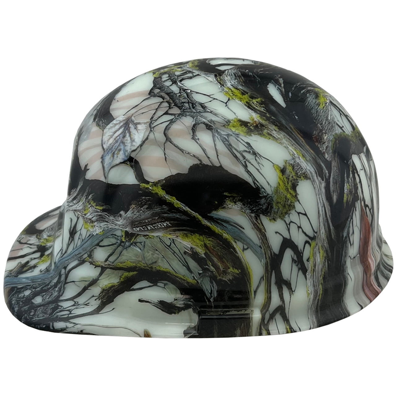 American Camo Hydro Dipped GLOW IN THE DARK Hard Hats Cap Style with 4 Pt Suspension