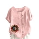 thumbnail image 1 of Vestidos Casuales Para Mujer, Blusas De Mujer De Moda Blusa informal de lino con botones y manga corta estampada para mujer, 1 of 2