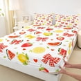 thumbnail image 3 of Manfei Girls Kawaii Red Watermelon Bow Bed Sheets 4pcs,Kids Teens Cute Fruit Lemon Strawberry King Sheets,Super Cozy Room Decor, 3 of 4
