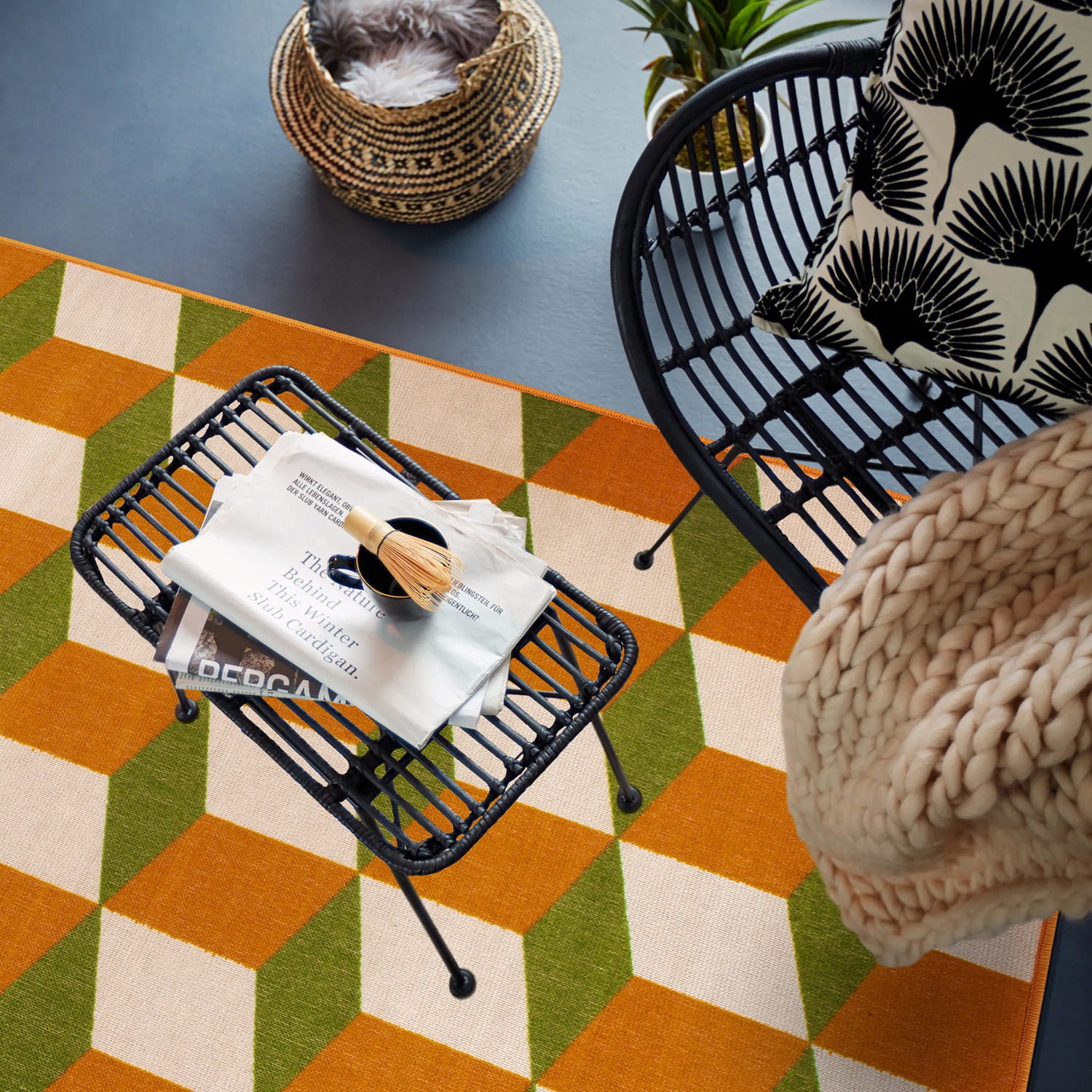 World Rug Gallery Contemporary Geometric Flatweave Indoor/Outdoor Area Rug - ORANGE 7'10"X10'