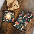 thumbnail image 5 of Mushroom Butterfly Pattern Kitchen Oven Mitt and Pot Holder Sets 2 Pcs for Baking, Cooking and Grilling, Heat Resistant Up To 392 °F, 5 of 7