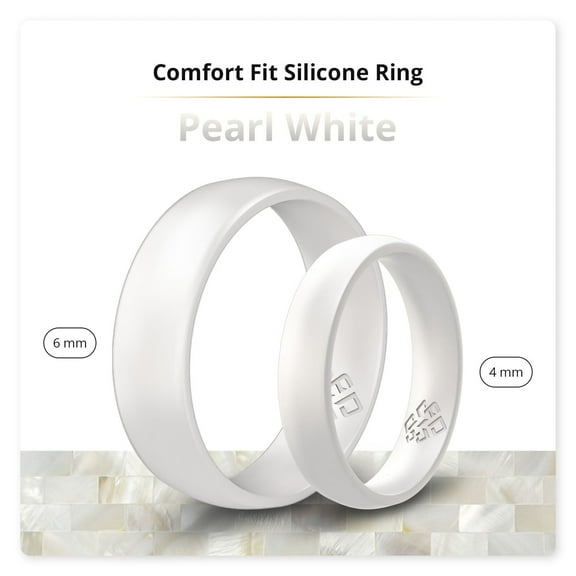 Pearl White Breathable Silicone Ring For Men and Women 6mm Bandwidth