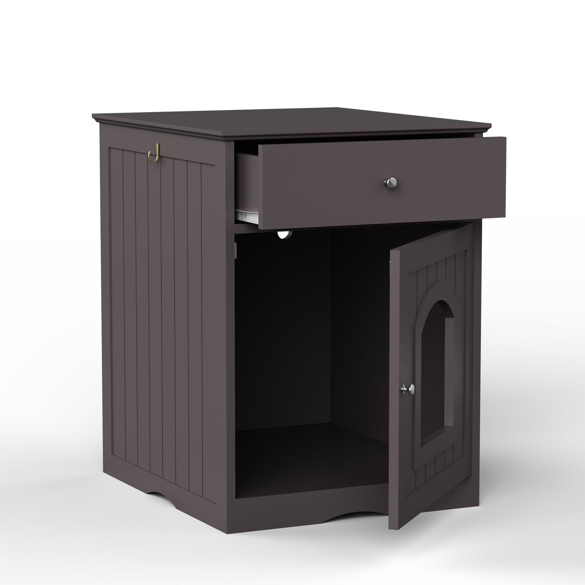 Jopath Cat Home Nightstand,Wooden Pet House Cat Litter Box Enclosure With Drawer, Side Table, Indoor Pet Crate,Kitty Sleep Durable,Easy To Clean Brown