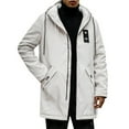 thumbnail image 3 of Men's Casual Trench Coat Single Slim Fit Wool Blend Overcoat Fall Classic Long Jacket Overcoat Peacoat with Pockets, White, Size XXXL, 3 of 5
