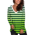 thumbnail image 4 of Womens Long Sleeve T Shirts Casual V Neck Striped Slim Fit Basic Tee Soft Comfy Pullover Tunic Tops (M, Green), 4 of 7