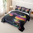 thumbnail image 3 of Manfei Cartoon Cat Quilt King, Mystic Forest Galaxy King Coverlet Set, Black Purple, 3-Piece, 1 Bedspread and 2 Pillowcases, 3 of 7