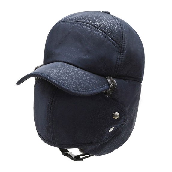 Men Women Cotton Sports & Outdoors Windproof Earflap Hat Winter Bomber Hat Thick Balaclava Mask Cap NAVY BLUE TYPE 2
