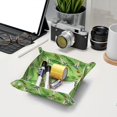 thumbnail image 6 of Valet Tray, Green Hummingbird Palm Leaf Faux Leather Desk Tray Vanity Tray Night Stand Organizer Catch All Tray Key Bowl for Entryway Table, Elegant Valet Tray Storage for Men Women, 6 of 7