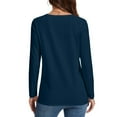 thumbnail image 4 of EchfiProm Womens Navy Tops Basic T-Shirts Pullover Solid Crew Neck Long Sleeve for Women Fall, 4 of 8