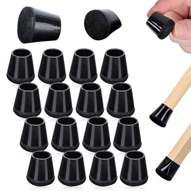 Casquillos negros sólidos, cubiertas para pies de muebles, fieltro termoplástico de elastómero de silicona antideslizante, puntas para patas de muebles con reducción de ruido para pisos de madera (16