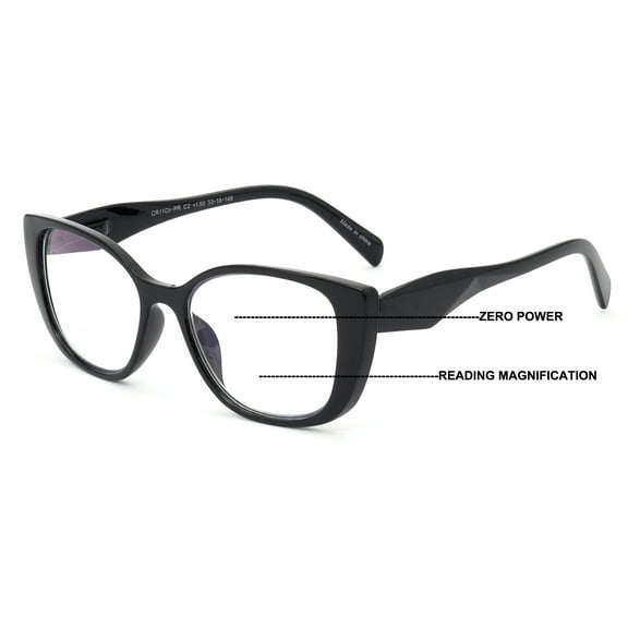 Women Floral Progressive Reading Glasses - Zero Power On Top - No Line Or Bubble Clear Reader CR11 2.00