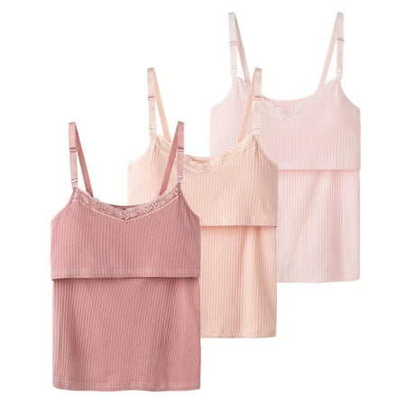 

Pretty Comy Women s Breast Feeding Tops Maternity Nursing Cami with Build in Shelf Bra 3 Pack