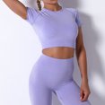 thumbnail image 4 of Women's Yoga Outfits 2 Piece Sets High Waisted Seamless Leggings with Sports Bra Gym Clothes Sets Short Sleeve Tops Pants Workout Outfits, 4 of 6