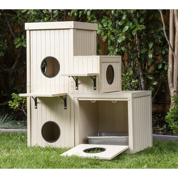 New Age Pet® ECOFLEX® Kitty Katio Cat House with 4 Cubes, 2 Shelf Indoor/Outdoor Tower