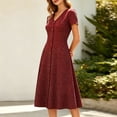 thumbnail image 5 of XUNKUSGA Womens Summer Dresses Classic Polka Dot V-Neck Short Sleeve Women's Dresses Fashion Slim Fit Button Down A Line Dresses for Women Floral Print Knee-Length Dress S-2XL Red, 5 of 8