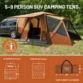 thumbnail image 6 of TIMBER RIDGE 5-9 Person SUV Tent with Screen Porch and Awning for Family Camping, Weather Resistant and Portable Van or Car Tent, Orange, 6 of 8