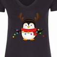 thumbnail image 4 of Inktastic Penguin Xmas Women's V-Neck T-Shirt, 4 of 5