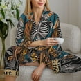 thumbnail image 6 of Daiia Coffee-Drinking Skull for Women's Long-Sleeved Pajama Set – Soft & Comfortable Sleepwear Button-Up Pajamas Cozy Lounge Wear-Medium, 6 of 7