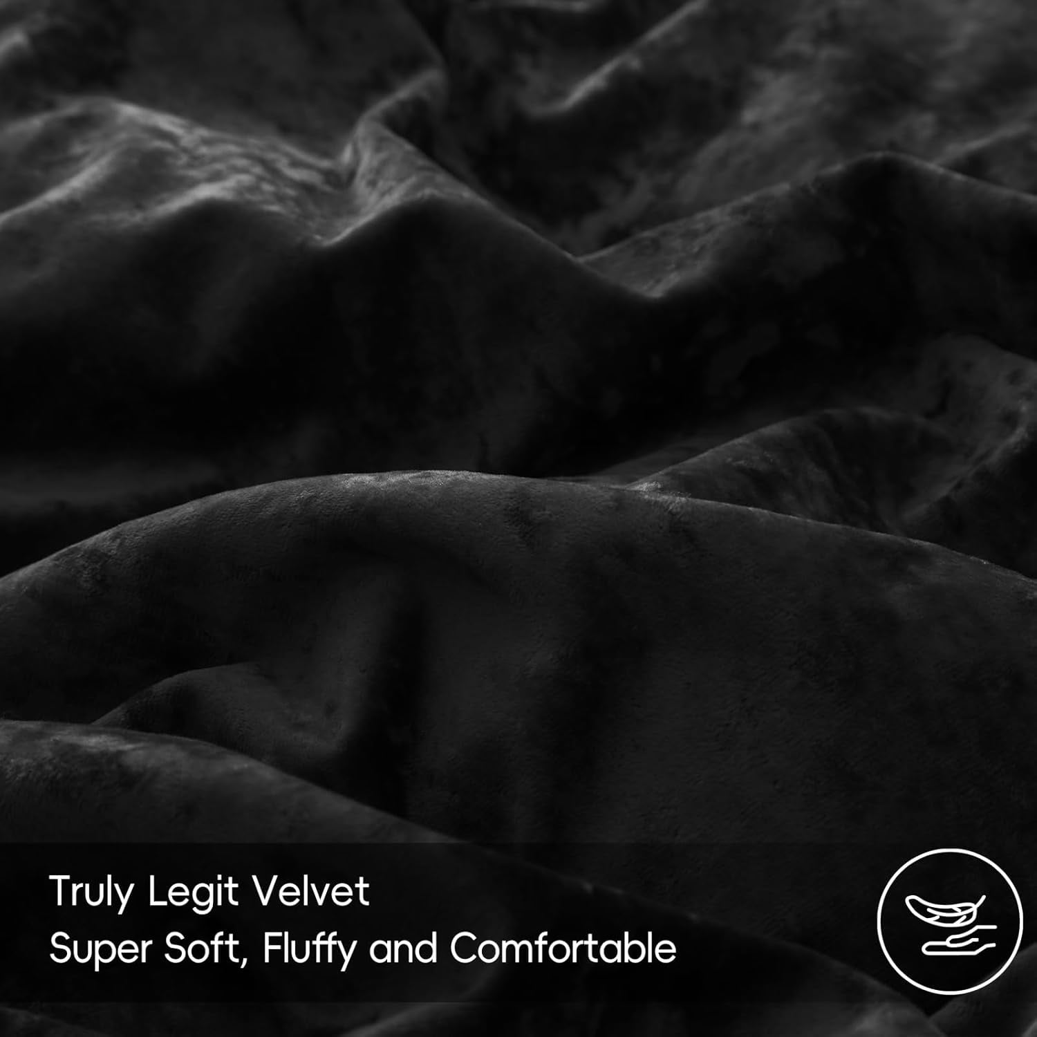 PHF Truly Velvet Duvet Cover Set King Size, 3 Pieces Luxury Ultra Soft Comforter Cover Set, Warm Flannel Duvet Cover with 2 Pillow Shams Bedding Collection, 104"x90", Black (No Insert)
