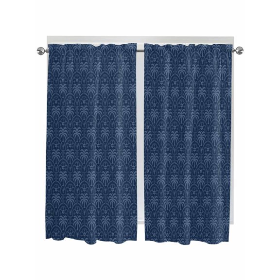 Tropical Palm Trees Living Room Curtains 2 Panel, Summer Coconut Trees Plants Navy Blue Cafe Window Treatment, Extra Long Farmhouse Bedroom Bathroom Kitchen Curtains Drapes 104"x72"