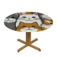 thumbnail image 3 of JEUXUS Round Tablecloth Cartoon Cat Fitted Elastic Waterproof Wipeable Table Cloth Cover Decorations Table Pad Cover for lndoor Outdoor-Medium, 3 of 7