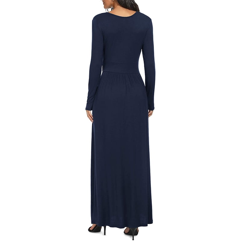 Women Loose Split Dresse,Lkoezi Lady Waist Swing Long Sleeve Casual Skirt Floor Length Maxi Long Dresse 