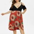 thumbnail image 1 of LSLJS Robe Bohème à Manches Courtes Imprimé Floral Col en V pour Femmes Grande Taille, 1 of 7