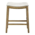 thumbnail image 3 of Saddle Stool 24" in Linen White Fabric With Medium Oak Wood Finish 2-Pack, 3 of 12
